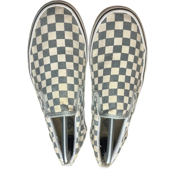 Vans Baby Blue/True White Checkerboard Slip-On Sneaker - Men's 9 / Women's 10.5 - Picture 4 of 10